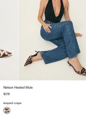 Reformation Nelson Leopard Print Pointed Heeled Mule 8.5